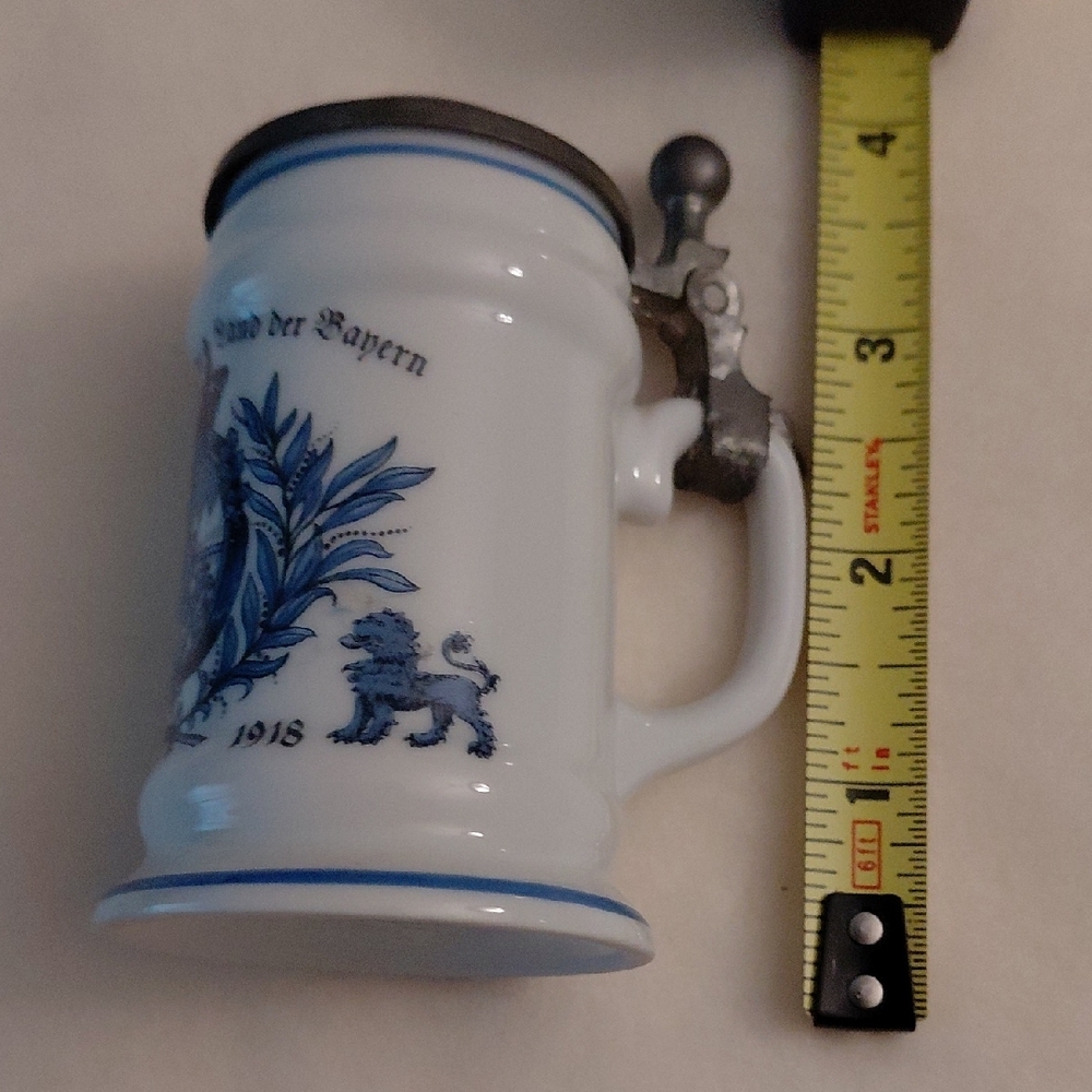 Blue and White Ceramic Beer Stein - Picture 3 of 7